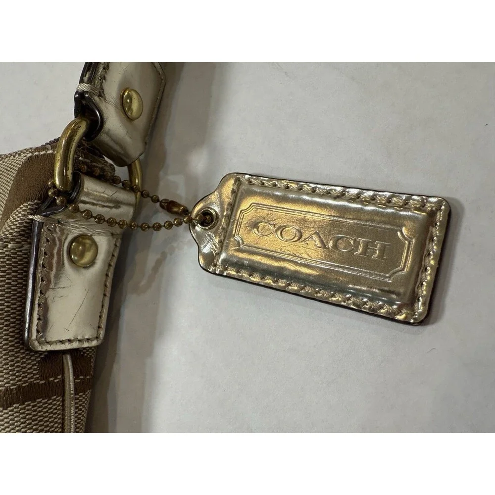 Coach‎ Signature Jacquard Gold Lurex Swingpack Crossbody Bag North South 42246
